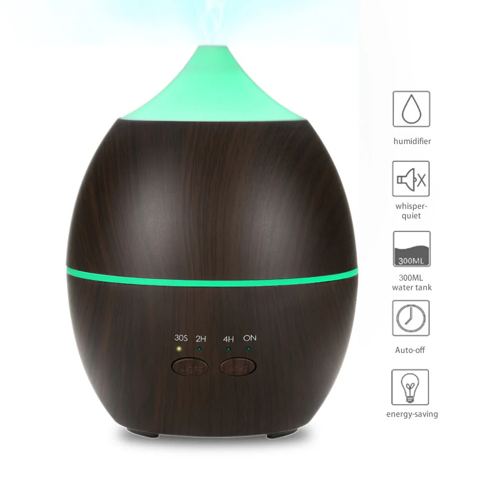 Portable 300ml Essential Oil Aroma Diffuser Ultrasonic Humidifier Air Aromatherapy Atomizer LED Lights for Home Office Study