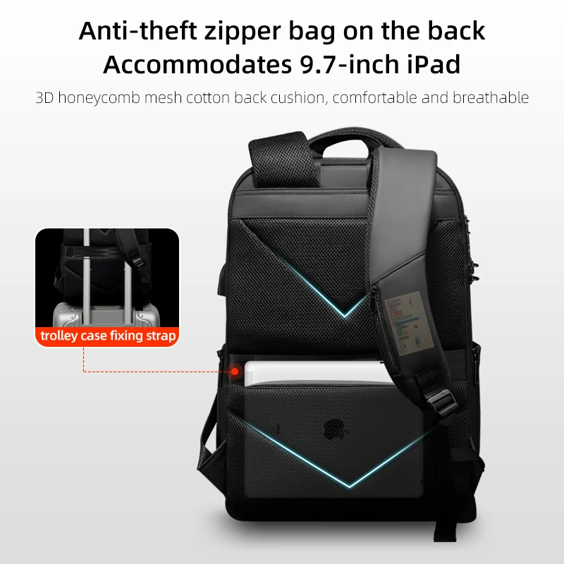 Fenruien New Multifunction Waterproof Backpack Anti-Thief School Backpack Men Travel Business Backpacks Fit for 15.6 Inch Laptop 5