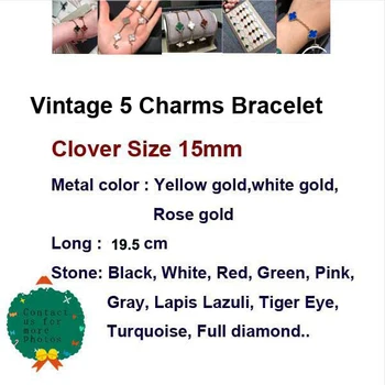 

Original Hot Brand Vintage 5 Charms Bracelet Women 100% Sterling Silve r Set Real Stone Top Quality Bijoux Elegant Gifts