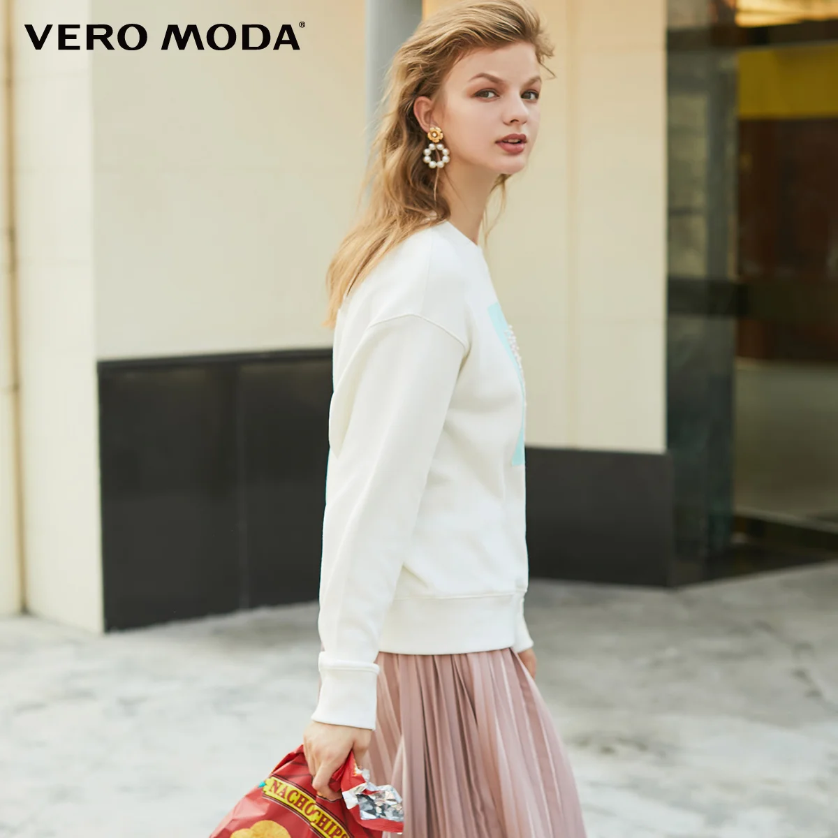 Vero Moda Новая Женская толстовка с капюшоном с цифровым принтом и начесом | 319433507