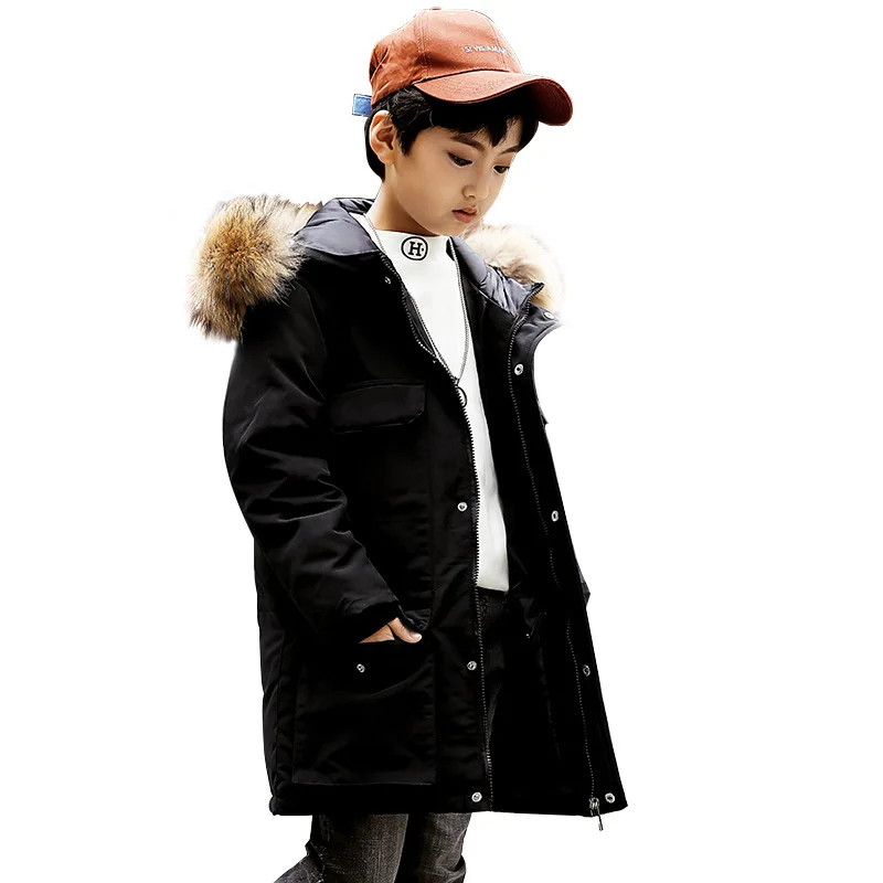 

Children's Down Jacket New Boy Down Jacket Mid-Children's Thick Mid-Long Large Fur Collar Winter Coat