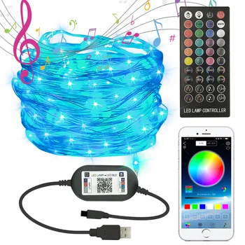 

Christmas decoration String lights lighting Four-Wire Any Color Bluetooth Connection APP Control Remote Control новый год c5*