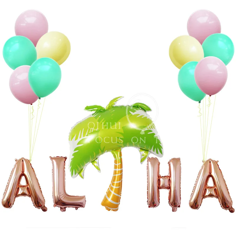 Гавайский воздушный шар, набор, Алоха, макароны, воздушный шар, бокал для вина, вечерние воздушные шары, сцена, декоративный шар цвета розового золота