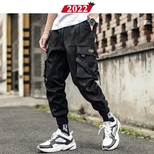 Мужская Уличная одежда с лентами, брюки-карго, мужские комбинезоны в стиле хип-хоп, камуфляжные спортивные штаны, мужские камуфляжные штаны для бега