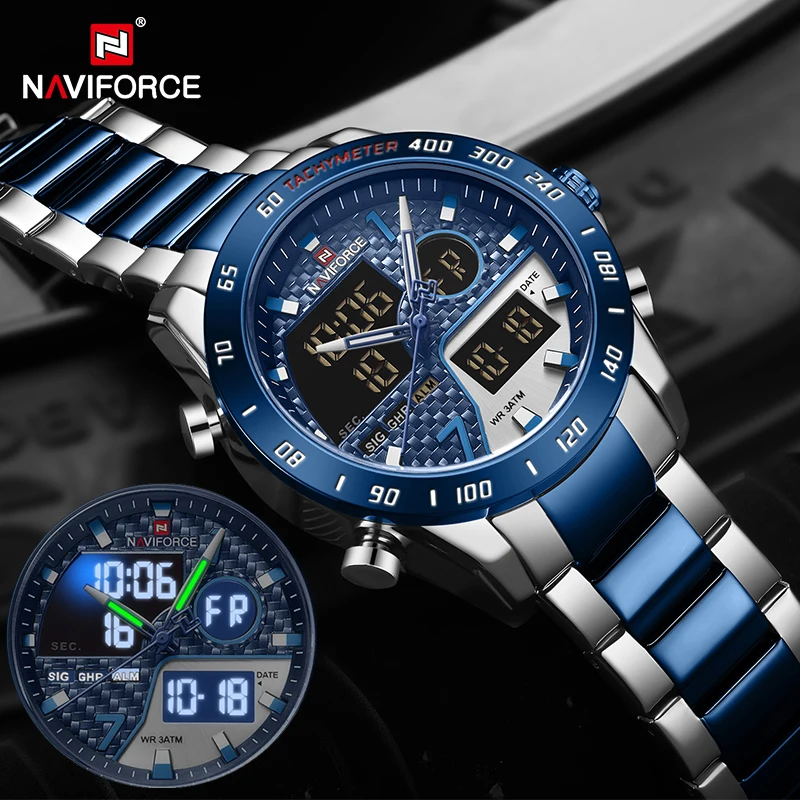 Часы NAVIFORCE мужские армейские спортивные светодиодный цифровые