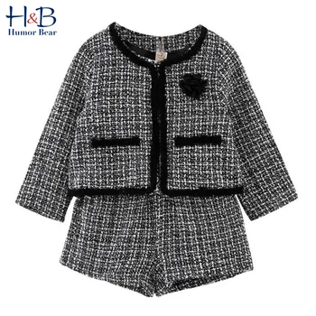 

Humor Bear Girls Clothing Suit Autumn Winter 2020 Student Cardigan Long Sleeve Sweater+ Skirt Sets Baby Kids Children Clothes