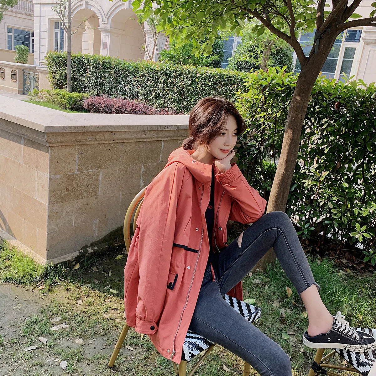 

Photo Shoot Short-height Trench Coat Women's Spring And Autumn 2019 New Style Popular Short Korean-style Students Loose Casual W