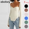 2022 new spring and summer fashion women clothes cashmere sqaure collar full sleeves elastic high waist sexy pullover WK080 ► Photo 2/6