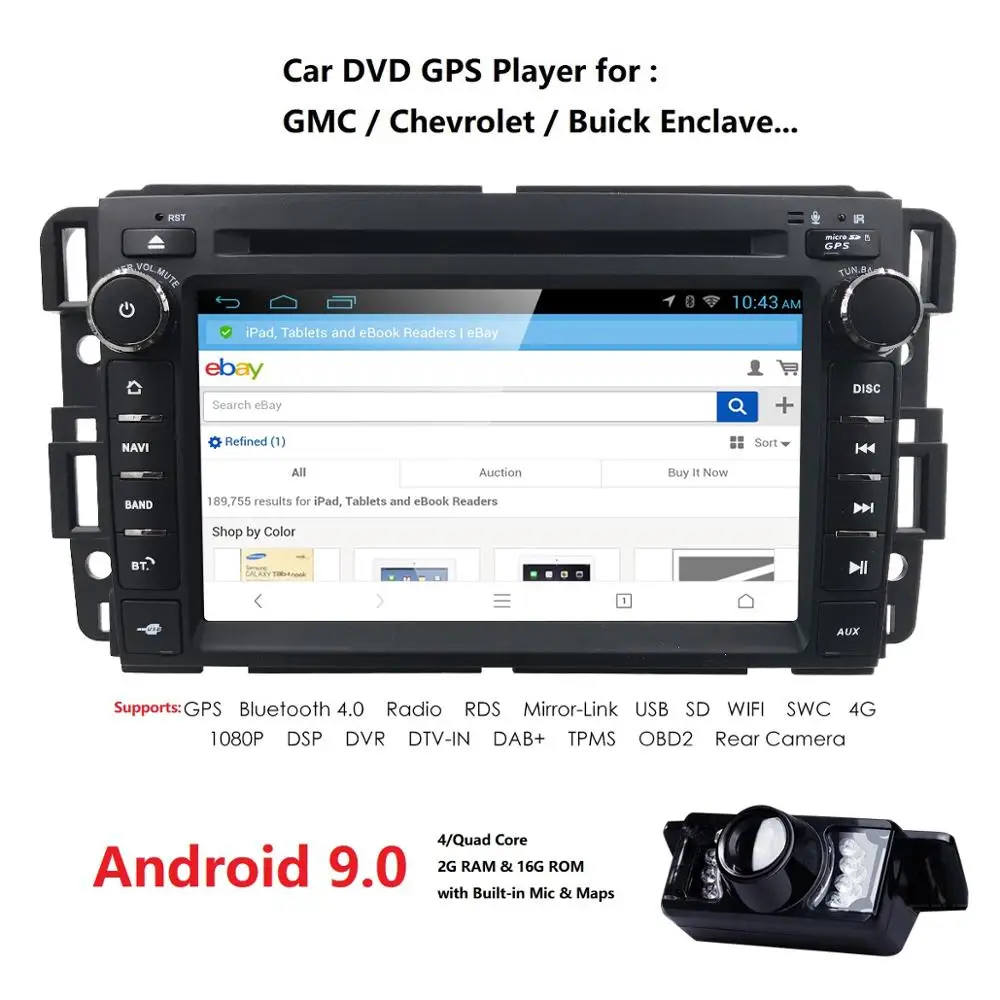 Top 7 Inch 2 Din android 9.0 IPS Car DVD Player for GMC Yukon Denali Acadia Savana Sierra Chevrolet Express Traverse Equinox Mirror 0