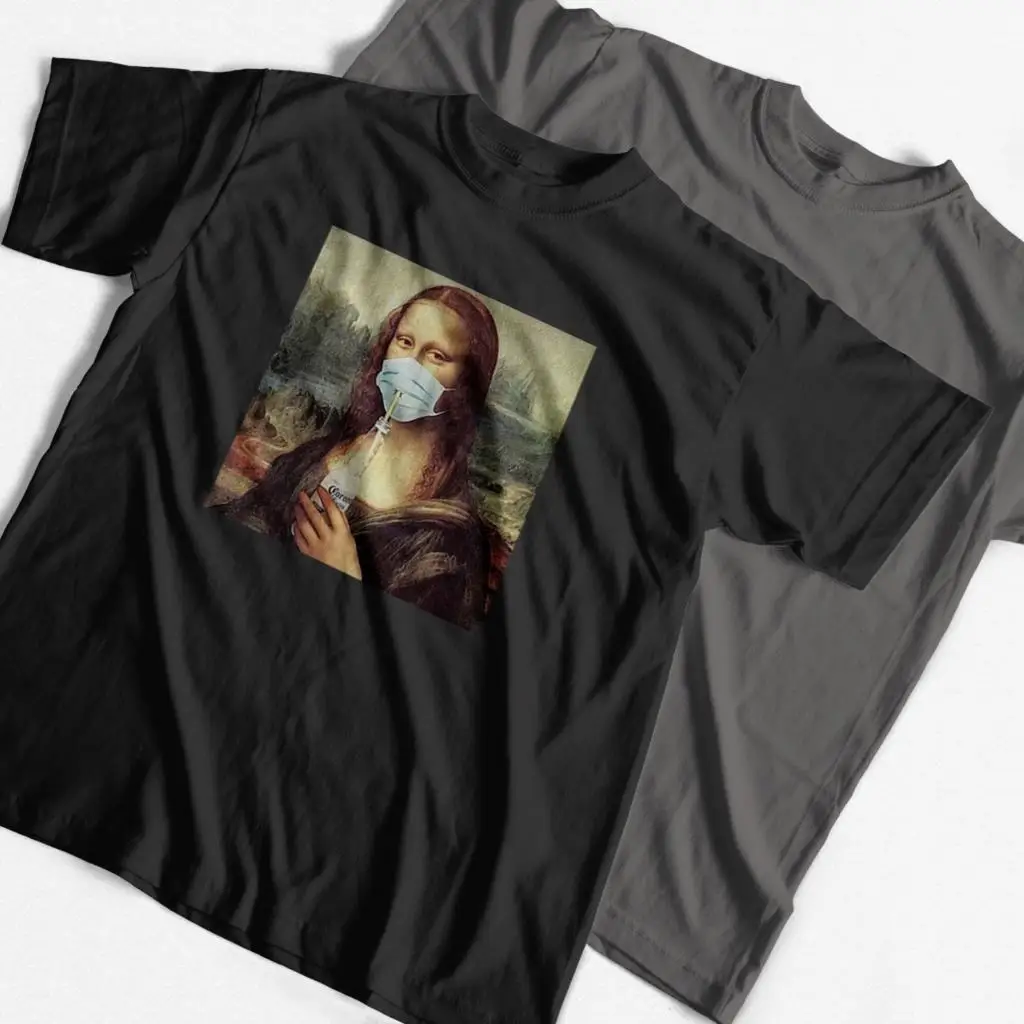 COOLMIND 100% cotton funny mona lisa marks print cool men T shirt