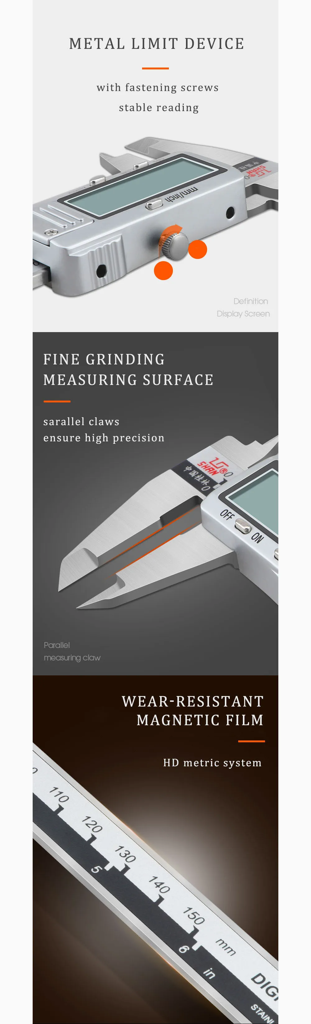 Calibrador digital absolute, de alta precisão, pinça
