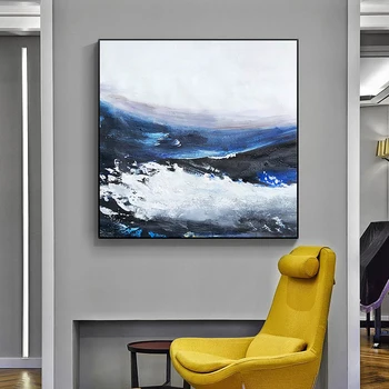 

Hand painted oil painting living room modern minimalist abstract art light luxury decorative painting clouds sea hallway hallway
