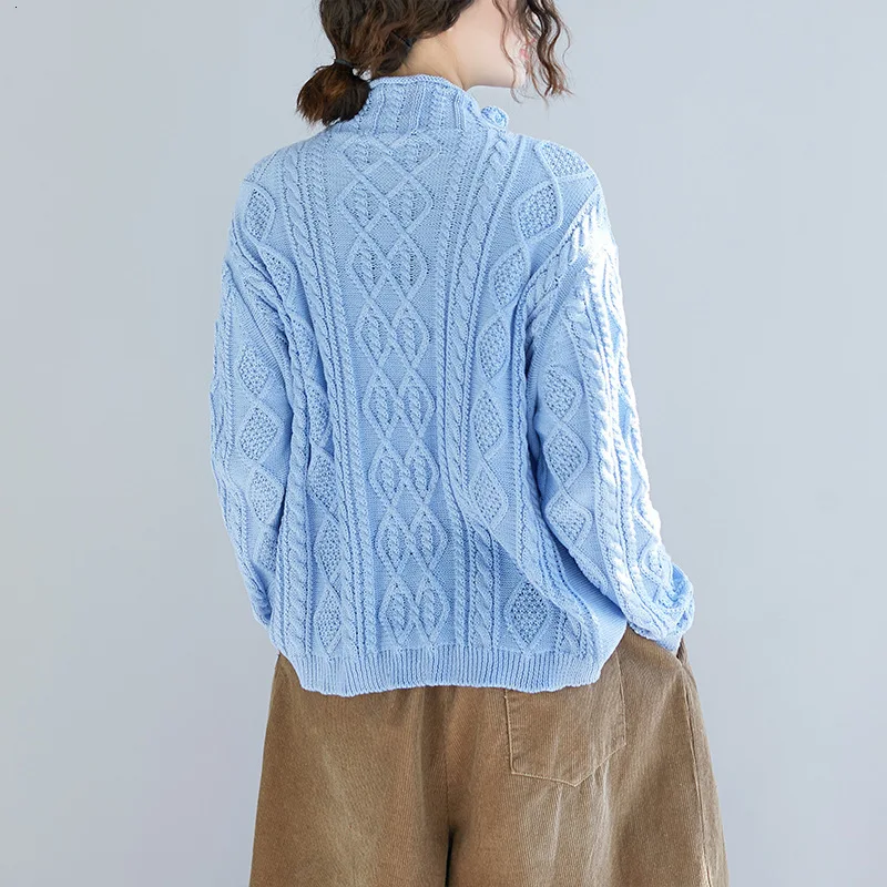 [EWQ] Новинка осени, стильный свитер с узором для офисных леди, с обеих сторон, в полоску, с неровным воротником, вязаный свитер, af572