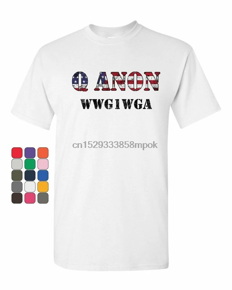 Q ANON WWG1WGA футболка патриотический звезды и полосы состояние глубокого Мужская |