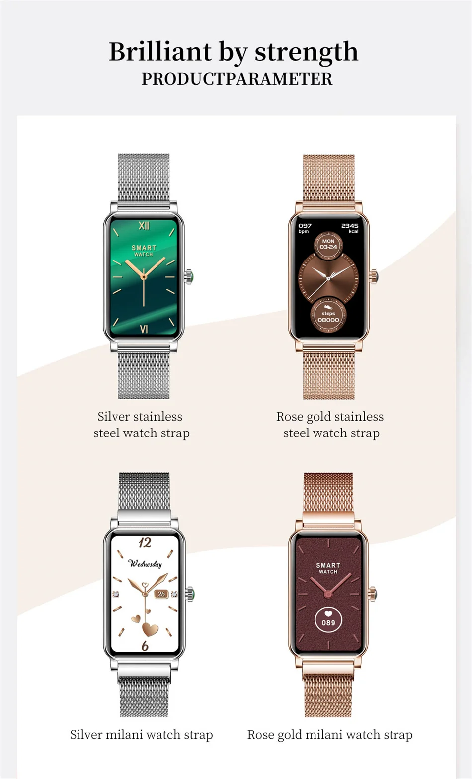 2021 New IP68 Waterproof Smart Watch Women Lovely Bracelet Heart Rate Monitor Sleep Monitoring Smartwatch Connect IOS Android