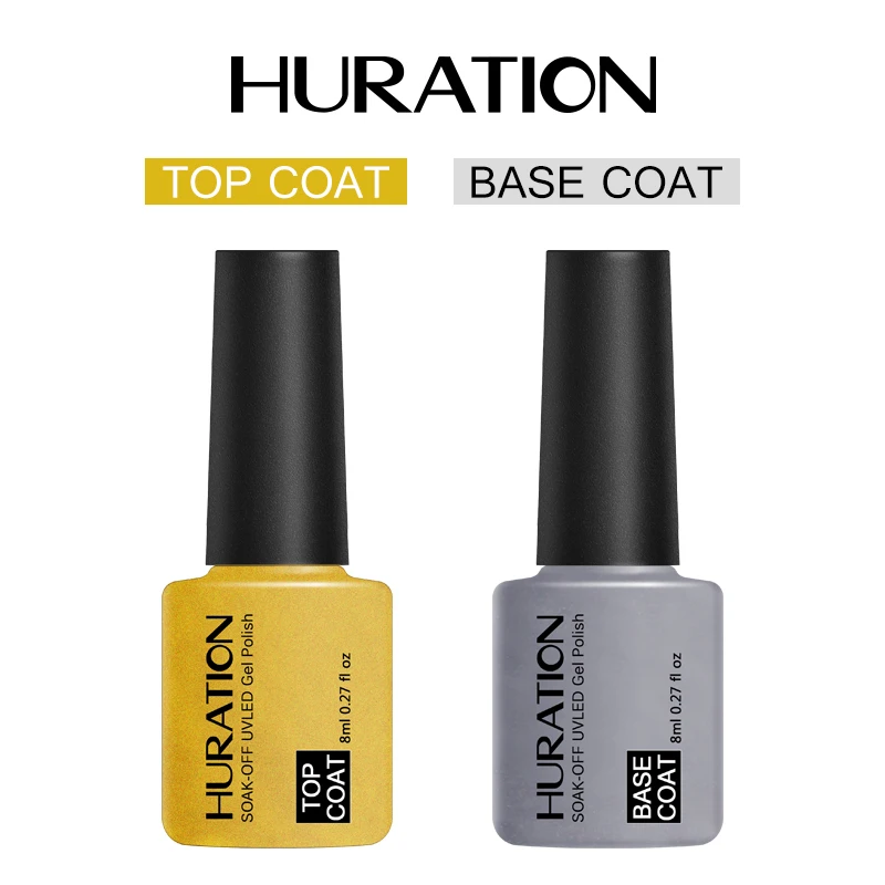 

Huration Base and Topcoat Gel Nail Polish 8 Ml Transparent UV Soak Off Primer Top and Base Coat Nail Gel Polish Varnish Manicure