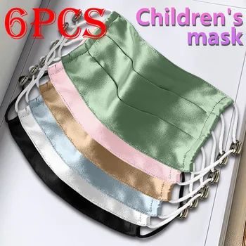 

6pcs Silk Mask For Children Ultrathin Double-deck Sunscreen Washable Face Mask Breathable Dust-proof Mascarilla Reutilizable