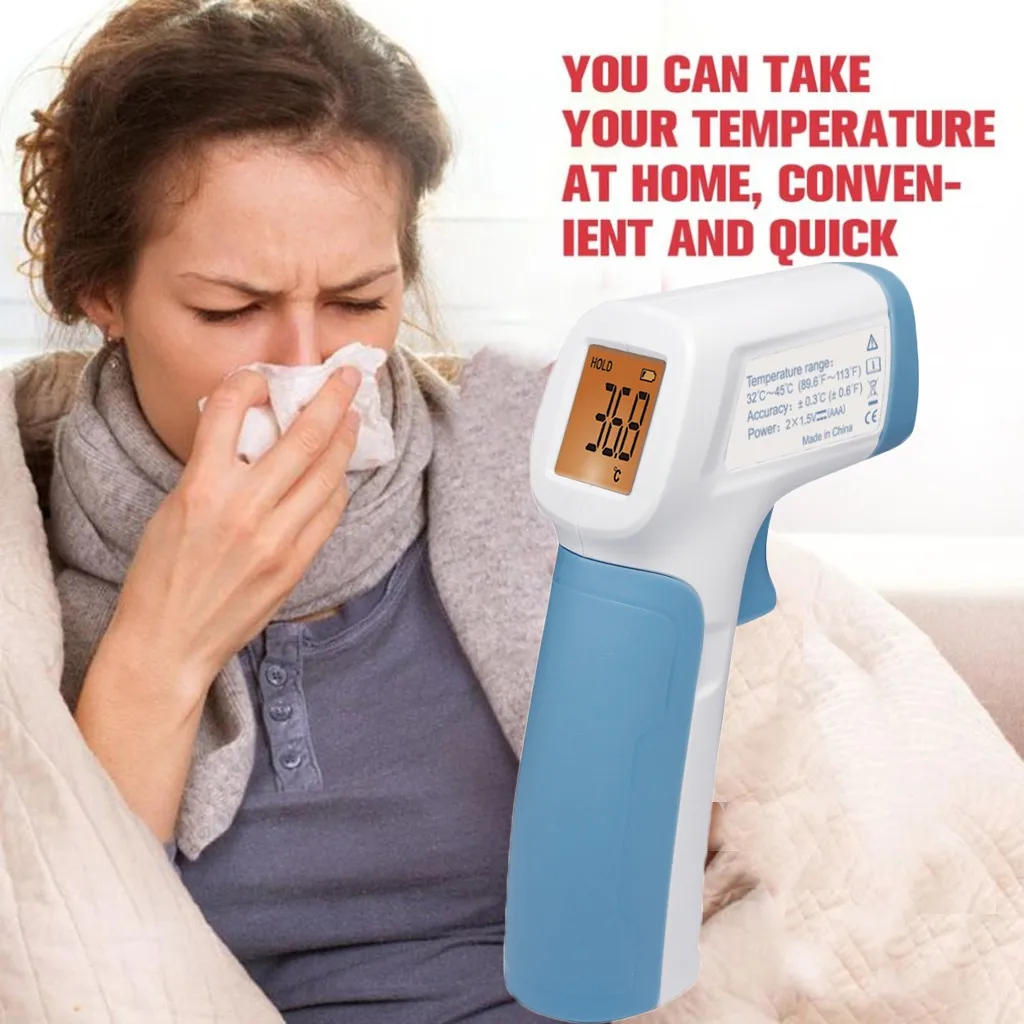 Digital LCD Temperature Meter Body Measurement Forehead Non-Contact Adult Body Fever Children Infrared Thermometer #E