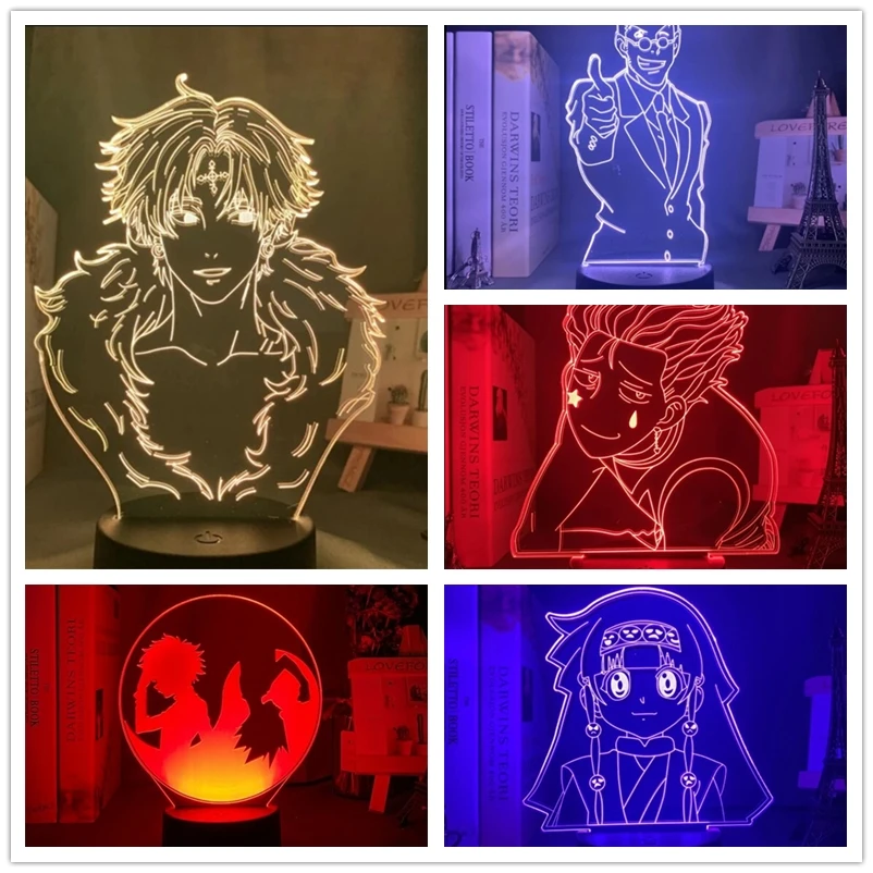 HxH Acrylic 3D Lamp LED Illusion Night Light Anime Hunter X Hunter Table Nightlight for Kid Bedroom Decor Lighting Hisoka Gadget