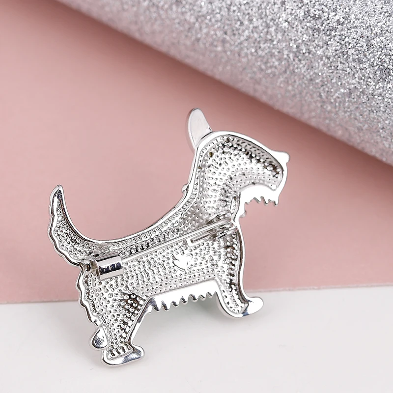 H470180X雪纳瑞犬捷克钻胸针白金色 (6)