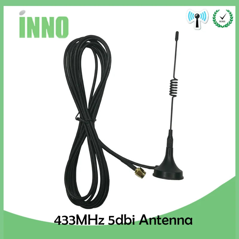 1 шт. 5dbi 433 МГц антенна 433 МГц антенна GSM SMA разъем с магнитной основой для радиосигнала, беспроводной повторитель 433 м