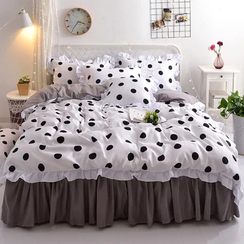 

4Pcs/Set Point Print Girl Duvet Cover Bed Cover Set Magic White Adult Child Bed Sheets And Pillow cases Bedding Set