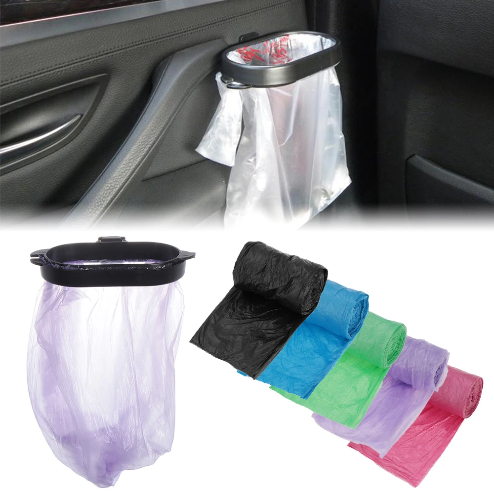 Универсальный автомобильный мешок для мусора, автомобильный пластиковый мешок для мусора, зажим, рамка, приклеенный держатель мешка для мусора, аксессуары для салона автомобиля