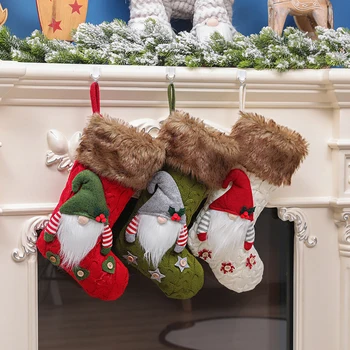 

Fireplace Tree Christmas Decoration Creative Knitted Christmas Stockings Christmas Tree Pendant Desktop Ornaments