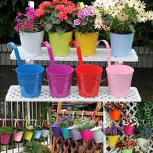 Color hanging Flower bucket Pot Hook Wall green plant flower container can table flower pot simulation flower hanging bucket