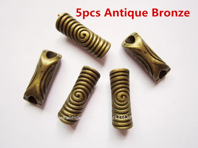 5pcs Antique Bronze 2 шт.-5 шт. античные бронзовые/Серебристые спиральные трубки коса для волос dread дредлок бусины кольца манжеты аксессуары около 5 мм отверстие - Цвет: 5pcs Antique Bronze