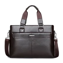 Мужской деловой кожаный портфель-сумка на плечо для ноутбука 1", мужские сумки через плечо, мужские сумки-мессенджеры, одноцветные сумки