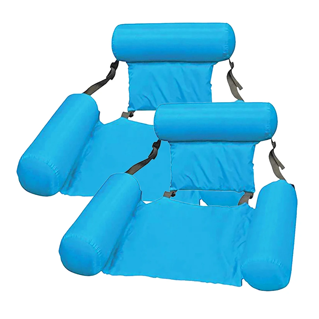 2x Inflatable Floating Bed Float Rafts Row Lounge Pool Beach Bed Water