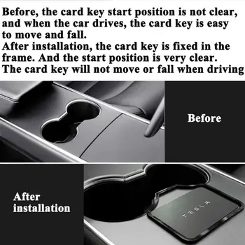 

1pc For Tesla Model 3 Car Engine Start Card Key Position Trim Frame Holder Acrylic Material Fixer Limiting Stopper Sticker