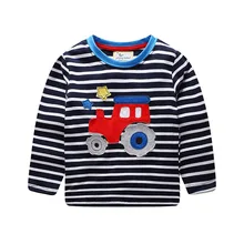 Футболка для мальчиков в европейском и американском стиле Осенняя детская футболка в полоску с длинными рукавами из чистого хлопка футболка для мальчиков