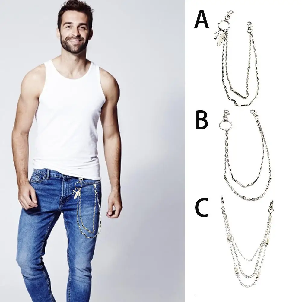 

Belt Chain Waist Link Metal Wallet Silver Chain Fashion Jewelry for Trousers Pant