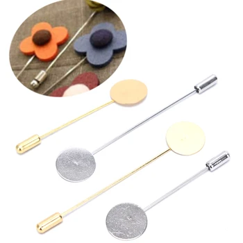 

10Pcs Tone Round Blank Brooch Bases Tray Lapel Stick Brooch Safety Pin Needle For DIY Costume Jewelry Accessories 15mm