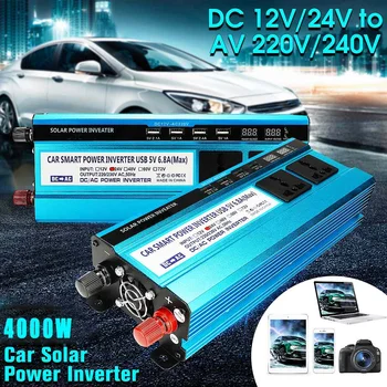 

4000W DC 12/ 24V to AC 220V Portable Car Power Inverter Car LCD Solar Power Inverter Converters USB Charger Adapter