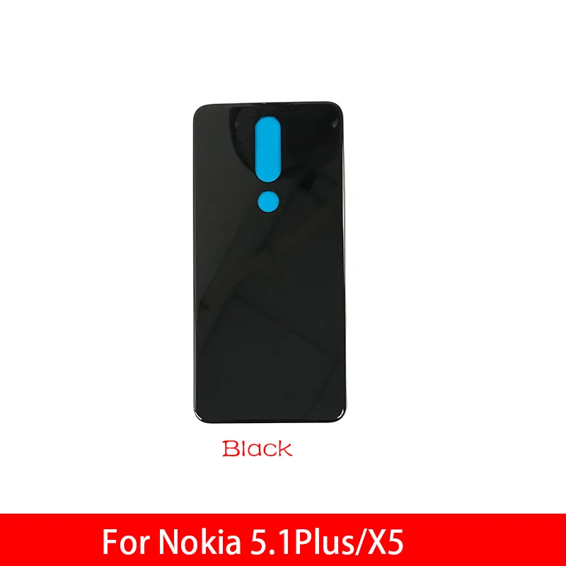 black Задняя стеклянная крышка Задняя Дверь Корпус Замена для Nokia 5,1 Plus/X5 - Цвет: black