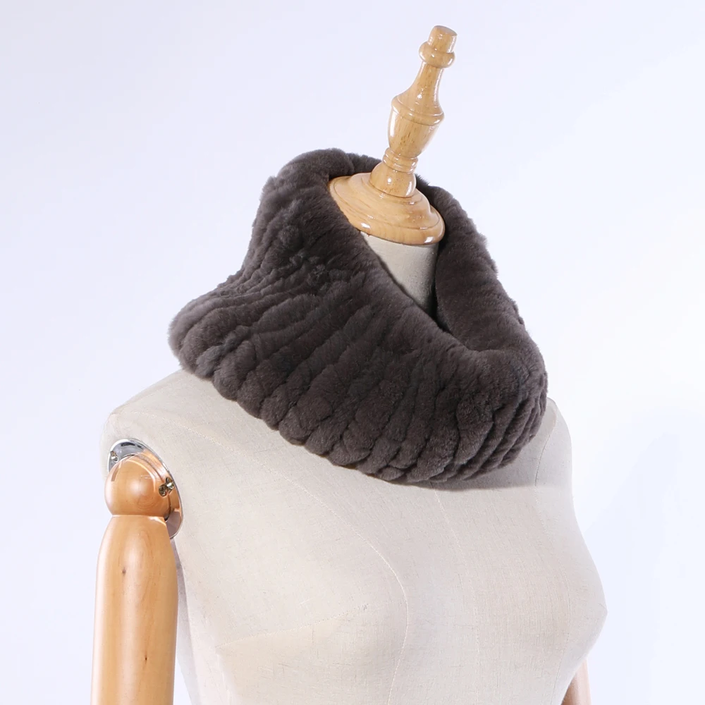 

SUPPEV&STTDIO 2019 Real Rex Rabbit Fur Ring Scarf Snood Knitted Scarves Warm Soft Elastic Natural Fur Neckerchief Headband Solid
