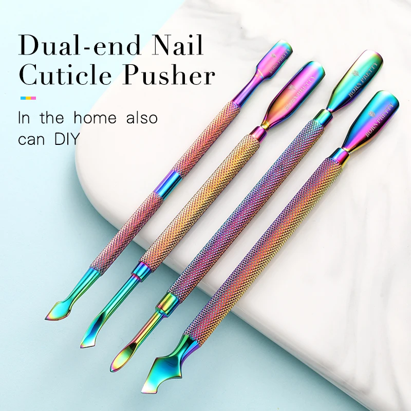 BORN PRETTY Nail Pusher Tweezer Stainless Steel Colorful UV Gel Polish Remove Nail Cuticle Clipper Nipper Pedicure Tool Manicure