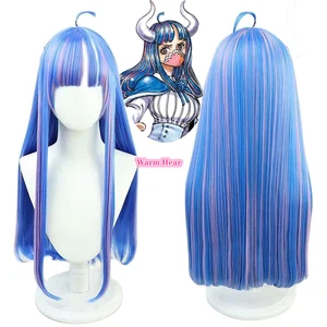 Anime Ulti Cosplay Wig Blue Pink Mixed 70cm Long Straight Ulti Wigs Heat Resistant Hair Party Cosplay Wig + a wig cap