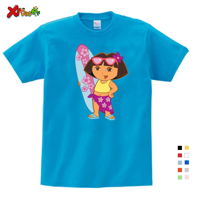 

2019 Kids Tops Children T Shirt Dora Girls Sweet Lovely Style T Shirt Cute Cartoon Tees Dora Explorer Girl Summer Tops 3T-9T