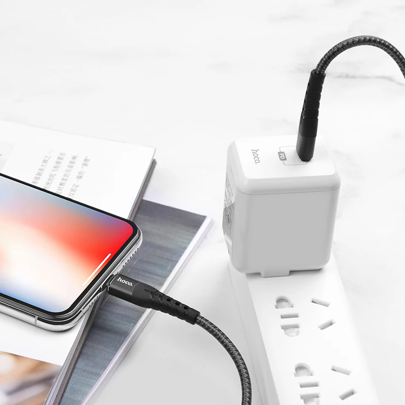 HOCO кабель типа C для iPhone 11 Pro Max 18 Вт PD быстрое зарядное устройство USB C для освещения зарядный кабель для Macbook Pro провода