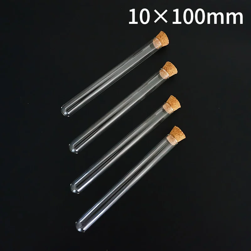 Прозрачные стеклянные круглые пробирки с пробкой 48 шт./лот 10x100 мм для лабораторий