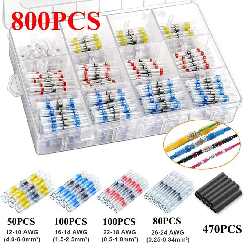 100Pc Waterproof Heat Shrink Wire Cable Connectors Crimps Seal Butt Joint Sleeve 