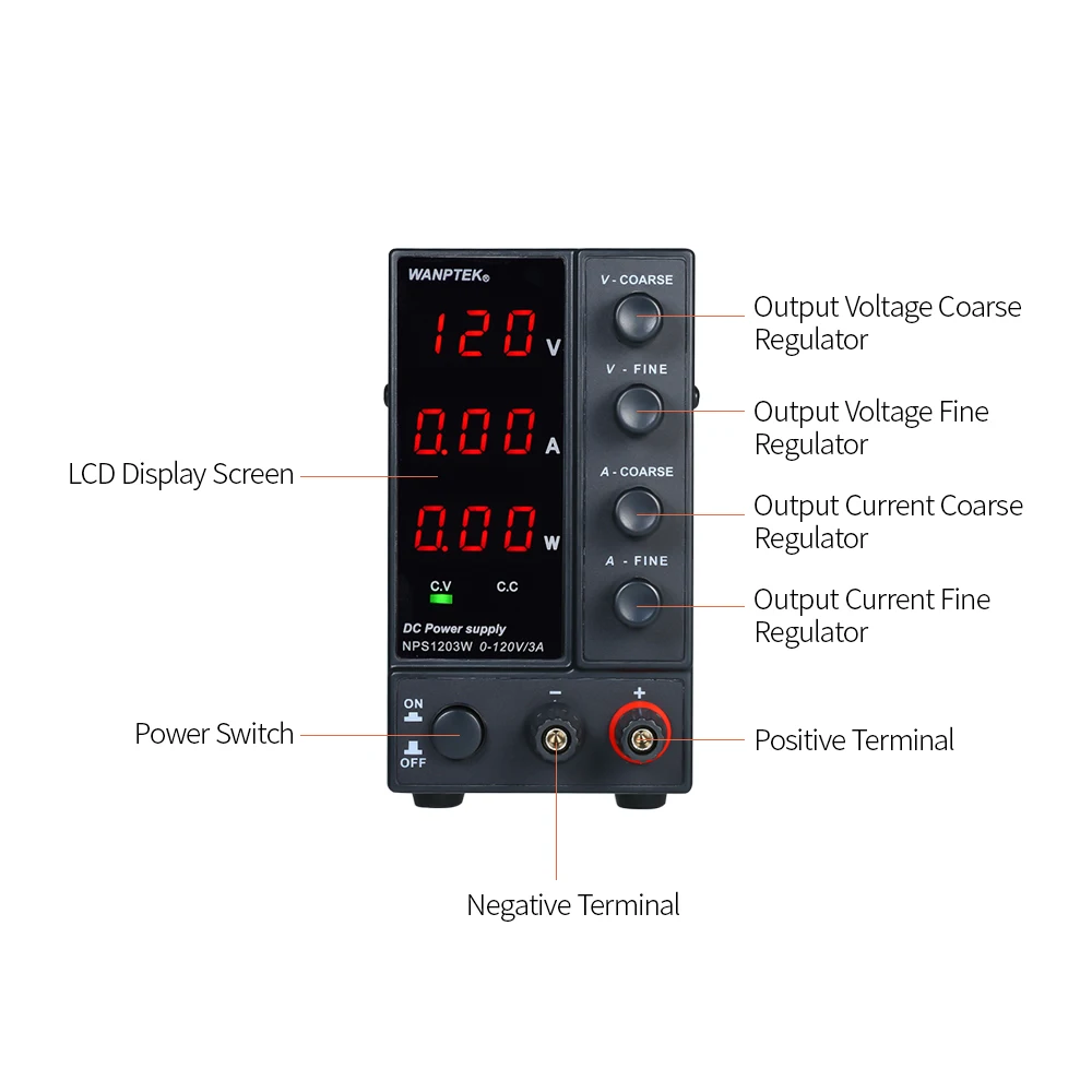 NPS1203W импульсный источник питания регулятор напряжения 3 цифры светодиодный дисплей DC 120V 3A мини Регулируемый источник питания лабораторный источник питания