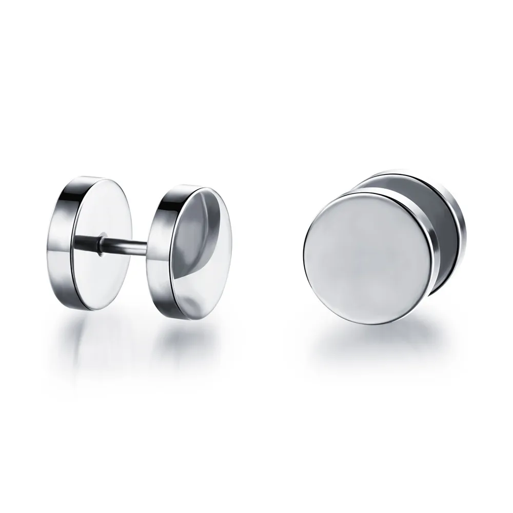 

Top Quality Punk Stainless Steel Silver Gold Black Color Geometric Round Shape Stud Earrings Set New Fashion Jewelry for Boy Men