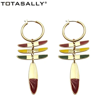 

TOTASALLY dangle Earrings Fashion Colorful enamel leaves drop Earrings Women's Stylish gift Jewelry Accessories