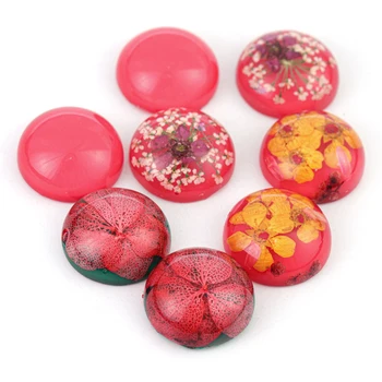 

5pcs/lot Epoxy Resin Dried Flower Round Glass Cabochon 20mm Cabochon Demo Flat Back Making findings Cabochons For Jewelry Making