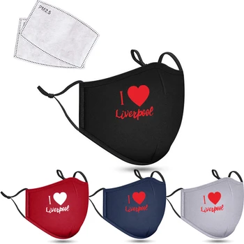 

I LOVE LIVERPOOL Cotton Face Mask PM2.5 Activated Carbon Mask Reusable Washable Mask Anti Dust Windproof Air Purifying +2 Filter